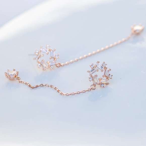 AmeliebyAhri Jewelry - Rose gold crystal linear drop earrings